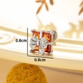 Zilveren strik geschenkdoos oorknopje met oranje zirkoon, 0,8 cm schroefsluiting titaniumstaal - Oranjerood (Enkel)