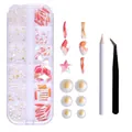 12-grid nail art crystal set with assorted aurora rhinestones, wax pen, and tweezers - Auroral Drill with Tweezers & Pen (ZSHZ-217 with Tools)