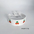Handcrafted white woven bracelet featuring embroidered red cherries and stylish tassels - Embroidered Tassel Bracelet (B023) / White Cherry