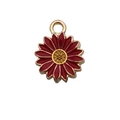 DIY red enamel flower pendant with golden edges for necklaces and jewelry making - Small Daisy Style (14785)