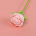 Handmade knitted pink rose with green leaves on soft pink background - Light Pink Bubble Rose Single Stem (flower Head 3.5cm)