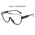 Fashionable black frame aviator sunglasses with transparent lenses for street style - Black Frame Transparent Lens