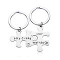 Porte-clés puzzle en acier inoxydable gravés His Crazy Her Weirdo avec motif de cœur - His Crazy Her Weirdo Paire