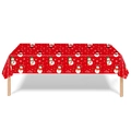 Rood kersttafelkleed met sneeuwpoppen en Merry Christmas-prints op een houten tafelblad - Kerstsneeuwman Stijl 137*274cm