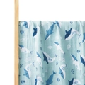 Light blue swaddle blanket with cartoon shark prints in soft cotton gauze fabric - Light Blue Shark (S137)