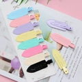 Set of macaron colored seamless metal hair clips for makeup and styling on a display card - Mixed Colors - Glossy with Letters