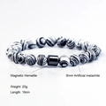 8mm artificial malachite and magnetic hematite beaded bracelet with 19cm elastic cord - 6245G Artificial Malachite