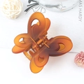 Elegant butterfly hair claw clip with orange to brown gradient matte finish - Amber Red