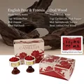 Aromatherapy candle gift set featuring red rose shapes with British Pear and Oud scents - Camellia Scented Box-Freesia + Ebony Wedding Edition