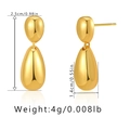 Detailed size and weight view of golden teardrop earrings showing 2.5cm height measurements - Extended Teardrop Style (KE0644) / Gold