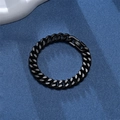 Close-up of black metal Cuban chain bracelet with woven design on blue background - 3.0mm Width x 20cm Length / Black
