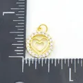 Gold-plated double heart round pendant with micro-pave zircons, 1.8cm diameter - Double Heart