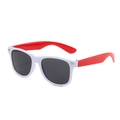 Classic white frame children's sunglasses with bold red temples and dark lenses - White Frame Red Temple/Grey Lens