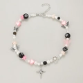 Collana di perle Y2K gotica con ciondolo a farfalla stella e cuori rosa per ragazza - Stile Y2K Palla 8 / Colorato