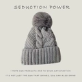 Grey chunky cable knit winter beanie featuring a large faux fur pom-pom on top - Cable Knit-Thickened Style / Gray