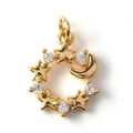 Detail of gold moon and star pendant with sparkling clear crystals for DIY jewelry - 08-Round Star Moon Combo