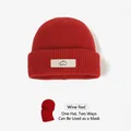 Winter wine red knitted balaclava sport mask hat with mountain woven label detail - Wine Red (Single Hat)