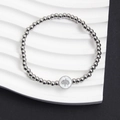 Bracciale di perline da 4 mm in acciaio inossidabile con ciondolo tondo a albero - Stile Albero della Vita (NS10-5)