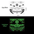 Luminous Halloween mouth and spider face tattoo sticker showing day and night glowing effect - Spider Web Lines (HY-006)
