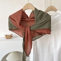 Écharpe en coton et lin bicolore rouille et vert olive avec bordure en dentelle - Bloc De Couleur (Orange Brun) / Orange Brun