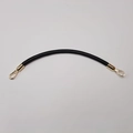 Detail of a black leather handbag strap with elegant gold metal buckles and clips - Black with Gold Hook