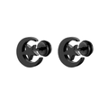 Men's stylish black stainless steel moon and star stud earrings for a modern luxury look - Black (Single Piece)
