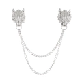 Spilla a testa di lupo argento con catena per abiti, spilla in lega lucida - Testa di Lupo Argento (N-545)