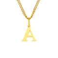 Collar de acero inoxidable dorado con colgante de letra A mayúscula y cadena cubana - Letra A (Dorado)
