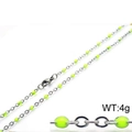 Titanium steel chain necklace with bright yellow resin beads and lobster clasp, weighing 4g - 400mm*2mm / Yellow
