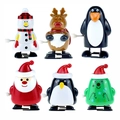 Christmas clockwork toy set including reindeer, snowman, and Santa on white background - Christmas Wind Up 6pcs Set D