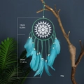 Handgefertigter Evil Eye Traumfänger mit blauen Federn und weißer Spitze, 16cm Ring - Ms9427a / Wie abgebildet