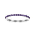 Elegant stainless steel eternity ring featuring vibrant purple round cubic zirconia stones - US5 / February Violet-Silver Color