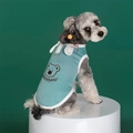 Light blue pet polo shirt with cartoon bear print and D-ring for dogs and cats - XS / Tops / Blue Vest with Harness Ring