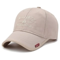 Gorra de béisbol de algodón beige con bordado A-KURTZ y etiqueta lateral tejida - Ajustable / Caqui