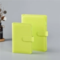 Lime green macaron A5 A6 PU leather loose-leaf notebook with secure buckle strap - Grass Green
