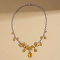 Close-up of butterfly pendant necklace with yellow waterdrop gemstone and pavé crystals - Necklace (WE4195) / Yellow