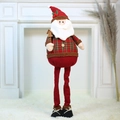 Standing plush Santa Claus figurine with long legs and red plaid outfit for Christmas - Large Santa Claus (29*120cm)