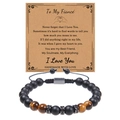Tiger eye and matte agate beaded bracelet for men on a sentimental message card - To My Fiancé