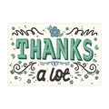 Macro view of floral vintage thank you card with 'THANKS a lot' hand-painted lettering - K-12 (15x10cm) 25Pcs/Pack