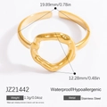 Goldener unregelmäßiger geometrischer Edelstahlring, wasserfest und hypoallergen für Frauen - Einstellbar Offen / Unregelmäßiger Runder Stil (JZ21442)