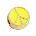 Golden alloy round peace sign charm with yellow enamel for DIY jewelry making - Peace Sign-Yellow