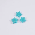 Three teal star opal beads with iridescent glitter and 1.5mm holes for jewelry DIY - Sky Blue