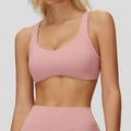 Yoga-Sport-BH in Altrosa mit gekreuztem Rücken und weitem U-Ausschnitt-Design - XL / Grapefruitrosa
