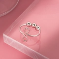 Bague anti-stress en or rose élégante avec perles et courbe en S sur support - Ouvert Réglable / Style de Perles Coulissantes en Spirale (NJ969) / Platine