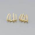 Orecchini a forma di artiglio dorato minimalisti con zirconi bianchi micro-incastonati - Argento 925 / Oro
