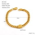 Goldenes 18k vergoldetes Edelstahl-Panzerarmband mit Totenkopf-Anhänger für Damen - Totenkopf Design (ZG1645)