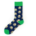 Calze blu navy con motivi di hamburger e talloni a contrasto verde brillante - Hamburger