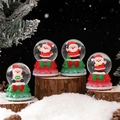 Mini Christmas snow globes with Santa Claus figures on decorative resin bases - 202# (lights + Snowflakes) / 45# (cardboard Box Packaging)
