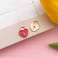 Red enamel and gold heart-shaped lock pendants for DIY jewelry and necklaces - 11x13mm-0.5g / Red Enamel Heart Lock