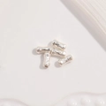 S925 sterling silver irregular hammered bamboo cylinder beads for jewelry making - Square Pattern (SZ64) / Large 2.5*6mm (Pack of 5) / Silver